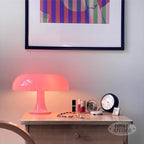 Lotus Atelier Light Pink Mushroom Lamp for Room | Aesthetic Modern Lighting for Bedroom Retro Pink Room Decor Midcentury Lamp