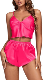 OPOIPIN Women's 3 Piece Pajama Set Sexy Cami Top and Shorts with Robe Sleepwear Loungewear Set