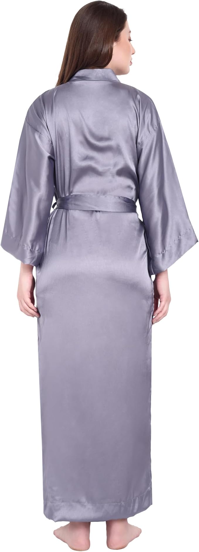 Silk Robes for Women Ankle Length Satin Kimono Robes with Belt Bridemaids Sleepwear Bachelorette Nightgown