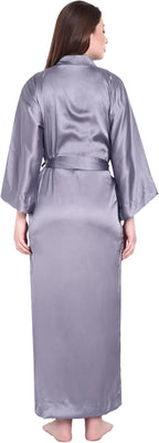 Silk Robes for Women Ankle Length Satin Kimono Robes with Belt Bridemaids Sleepwear Bachelorette Nightgown