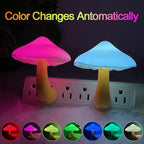 [ 2 Pack LED Mushroom Night Light Lamp with Dusk to Dawn Sensor,Plug in LED Bed Cute Mushroom Nightlight Night lamp Wall Light Baby Night Lights for Kids Children (Colorful)