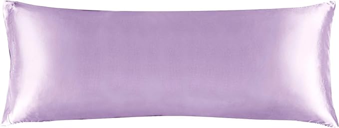 BEDELITE Satin Body Pillow Cover, Super Soft and Cooling Body Pillow Pillowcase for Hair and Skin, Breathable Silky Full Long Pillowcase Cover(20"x54", Lavender)