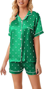 Girls & Womens Satin Pajamas Set, Silk Button-Down Sleepwear 2 Piece Nightwear, 3 Years - Women XXL