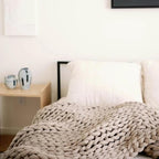 Nuzzie Original Knit Weighted Blanket- Breathable, Cooling, Hand Made Knit Throw Blanket for Sleep for Relaxation - Machine Washable, Stylish Design (Taupe, Throw | 12lbs | 44"x60")