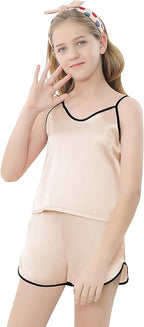 Girls & Women Silk Pajamas Set Satin Camisole Sleepwear 2 Piece Pjs, 3 Years - Women XXL