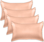 Elegant Comfort 4-Piece Satin Pillowcase Set, Dusty Rose, Standard/Queen, 70% Viscose, 30% Polyester