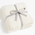 CYMULA Knit Throw Blanket for Couch Cream White - Super Soft Lightweight Plush Fuzzy Fluffy Cozy Blankets and Throws for Sofa Bed, 50 x 60 inches