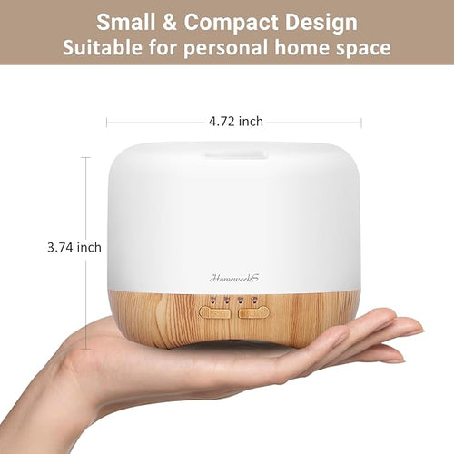 Aromatherapy Essential Oil Diffuser for Room: Air Humidifier Aroma Scent Cool Mist Colorful Lights Cute Small Large Waterless Auto Off Ultrasonic Diffusers for Home Bedroom White (300ml)