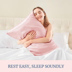 BEDELITE Satin Pillowcase with Zipper, Pink Pillow Cases Queen Size Set of 2, Super Soft and Cooling Similar to Silk Pillow Cases, Gift for Women Men(20x30 Inches)