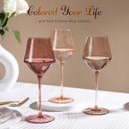 Colored Wine Glasses Set of 6-16OZ Colorful Wine Glass with Stem【HandBlown】 Muted Wine Glasses Colored Set,Wine Gifts for Party,Home Deco