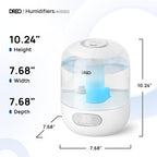 DREO Humidifiers for Bedroom, Cool Mist Ultrasonic Humidifier with 26dB Quiet & RGB Lighting, Top Fill 3L Tank, Easy Clean, 30 Hr Runtime for Home, Baby, Plant, Nursery, Work with Google/Alexa