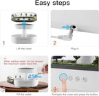 Essential Oil Diffuser 250ML Cloud Humidifier Rain Water Drip Diffuser Humidifier with Drip Music Micro Landscape Ultrasonic Diffuser for Bedroom Office Hotel (White Grey)
