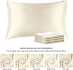 BEDELITE Satin Pillowcase for Hair and Skin, Super Soft Similar to Silk Pillow Cases 4 Pack with Envelope Closure, Cooling Pillowcases for Women Men (20"x26" Standard Size, Beige)