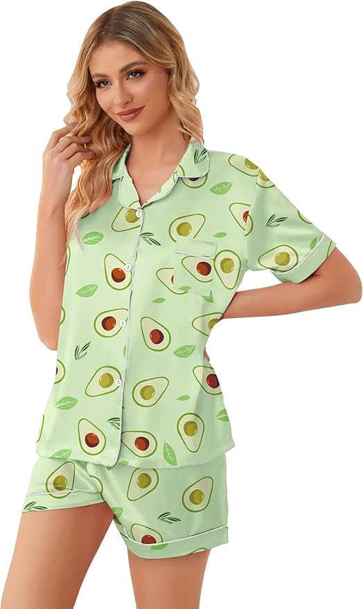 Girls & Womens Satin Pajamas Set, Silk Button-Down Sleepwear 2 Piece Nightwear, 3 Years - Women XXL