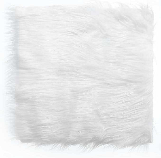 15.7" Nail Background for Pictures Small Faux Fur Rug White Fluffy Rug Nail Mat Small Area Rugs Mini Smalls Size White Photo Background for Nails Art Desktop Photography Jewelry