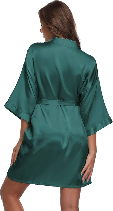 Women's Satin Short Robe Bridesmaid Bride Wedding Party Robes Silky Sleepwear Loungewear
