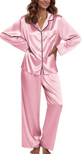 Ekouaer Pajamas For Women Set Silk Pjs 2 Piece Satin Sleepwear Long Sleeve Button Down Lounge Sets With Pant