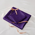 BEDELITE King Size Sheets Set, Luxury Soft Plum Purple Satin Sheets for Hair and Skin, Similar to Silk Bed Sheets Set 4 Pieces with 1 Deep Pocket Fitted Sheet, 1 Flat Sheet, and 2 Pillowcases