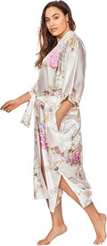 KIM+ONO Plus Size Luxury Kimono Robe for Women | Long Satin Floral Robe | Original Design | Removable Waist Tie Closure