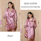 Ekouaer Women's Satin Robe Silk Kimono Bathrobe Bridesmaid Wedding Bridal Party Robes 3/4 Bell Sleeve Sleepwear S-XXL