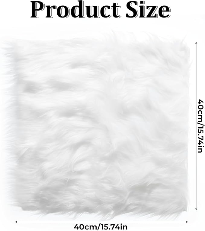 15.7" Nail Background for Pictures Small Faux Fur Rug White Fluffy Rug Nail Mat Small Area Rugs Mini Smalls Size White Photo Background for Nails Art Desktop Photography Jewelry