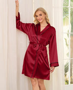 Satin Robes for Women Elegant Satin Kimono Silk Bathrobe for Wedding, Bridal Party, Silk Sleepwear, and Loungewear