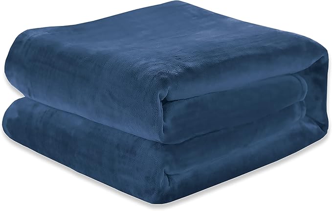 Elegant Comfort Luxury Velvety Feel Blanket, All-Season Lightweight Blanket, Ultra Plush, Soft, Cozy-Fuzzy Flannel Fleece for Couch, Sofa, Bed, Travel, Solid Design, Twin/Twin XL, Navy Blue