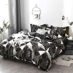 CLOTHKNOW Black White Marble California King Comforter Set Triangle Bedding Comforter Sets Geometric Comforter with 2 x Pillow Cases