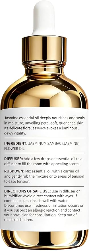100% Pure Jasmine Essential Oil 4 fl oz - Essential Oils for Skin, Essential Oil for Diffusers, Home Fragrance, Aromatherapy & DIY Candle Making, Gifts for Women