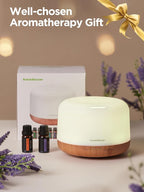 InnoGear Aromatherapy Diffuser & 10 Essential Oils Set, 500ml Essential Oil Diffuser with Remote Control Ultrasonic Cool Mist Scent Humidifier Vaporizer Auto-Off Timer for Room Office Home, Yellow