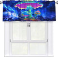 Glowing Neon Mushrooms in Stormy Night Sky Curtain Valance Peach Skin Velvet Printed Window Valance with Rod Pocket Light Filtering for Kitchen Bathroom 54x18in