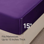 BEDELITE Satin Sheets Queen Size Bed Set, Luxury Soft Plum Purple Sheets for Hair and Skin, Similar to Silk Bed Sheets Set 4 Pieces with 1 Deep Pocket Fitted Sheet, 1 Flat Sheet, and 2 Pillowcases