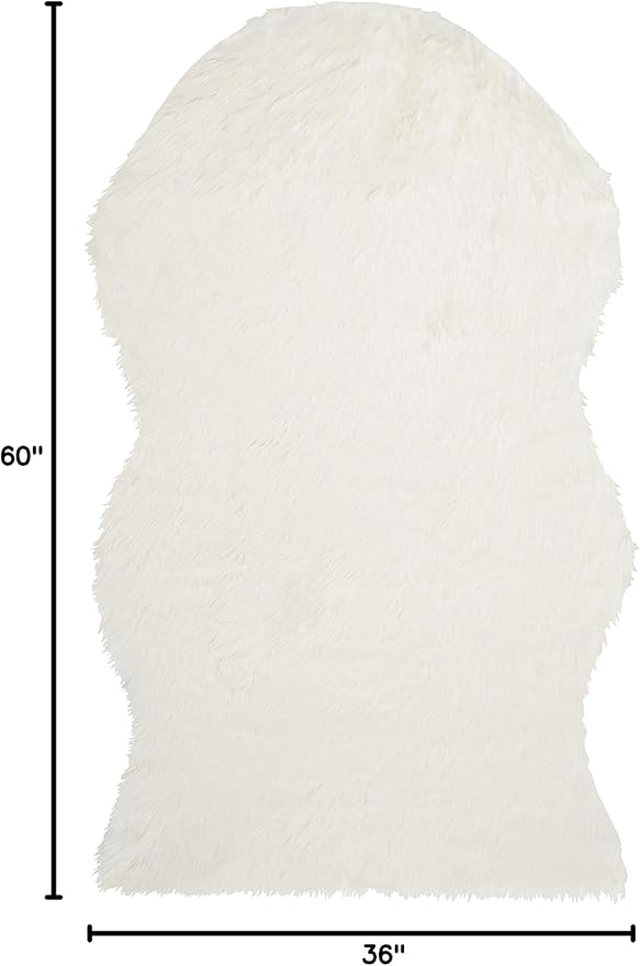 SAFAVIEH Faux Sheep Skin Collection 3' x 5' Ivory FSS115A Silken Glam 2.35-inch Thick Area Rug