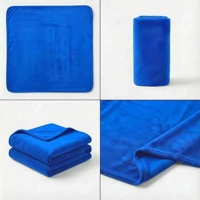 Fleece Blanket Full/Queen - 80x90 Inch Lightweight & Buttery-Soft Throw for Bed, Sofa, Camping | 300GSM Cloud-Touch Microfiber | Cozy Essentials for Travel & Movie Nights, (Blue)