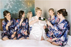Women's Satin Robes Floral Bridesmaid Robes Short Silk Kimonos Sleepwear