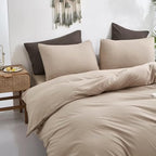 CLOTHKNOW Khaki King Size Comforter Set 3Pcs Coffee Beige Bedding Comforter Sets Soft Tan Comforter King with 2 x Pillow Cases