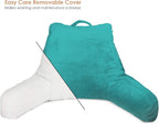 Clara Clark Reading Pillow with Shredded Memory Foam for Sitting Up in Bed and Couch, Back and Arms Adjustable Support for Adults & Teens Backrest Pillows for Reading, with Washable Cover Teal