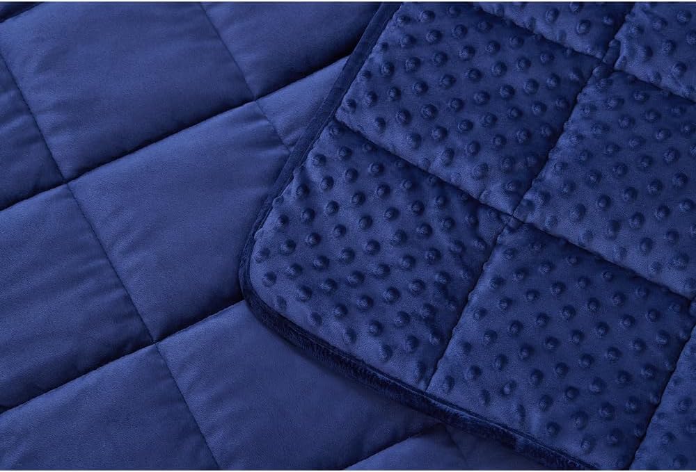 TONGDADA Minky Weighted Blanket | 40''x60'',10lbs | Cozy and Soft Minky Weighted Throw Blanket | Luxury Velvet with Premium Glass Beads | Navy Minky