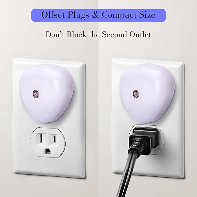 KINUR LED Nightlights Plug into Wall, 0.5W Dusk to Dawn Sensor Automatic On and Off Night Light, Led Night Lamp for Kids, Nursery, Bedroom,Hallway, Stairs, Kitchen,Blue,6 Pack