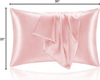 BEDELITE Satin Pillowcase for Hair and Skin, Super Soft and Cooling Similar to Silk Pillow Cases 2 Pack with Envelope Closure, Gift for Women Men(20"x30" Queen Size, Pink)