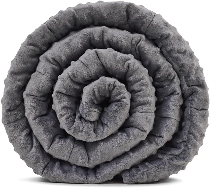 TONGDADA Minky Weighted Blanket | 40''x60'',7lbs | Cozy and Soft Minky Weighted Throw Blanket | Luxury Velvet with Premium Glass Beads | Dark Grey Minky