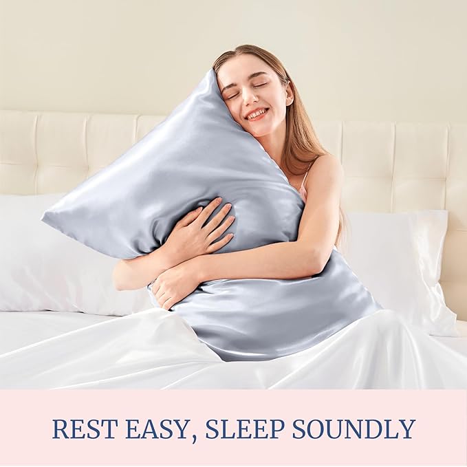 BEDELITE Satin Pillowcase for Hair and Skin, Super Soft and Cooling Similar to Silk Pillow Cases 2 Pack with Envelope Closure, Gift for Women Men(20"x36" King Size, Evening Haze)