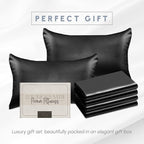 Elegant Comfort 6-Pack King Size Black Satin Pillowcase Set with Hidden Zipper Closure, 20" x 40"