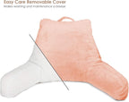 Clara Clark Reading Pillow with Shredded Memory Foam for Sitting Up in Bed and Couch, Back and Arms Adjustable Support for Adults & Teens Backrest Pillows for Reading, with Washable Cover Peach