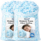 10lbs Pillow Stuffing, Shredded Memory Foam and Polyfill Filling, Adjustable Bean Bag Filler Replacement for Couch Cushion, Comfortable Support for Kids Sleep