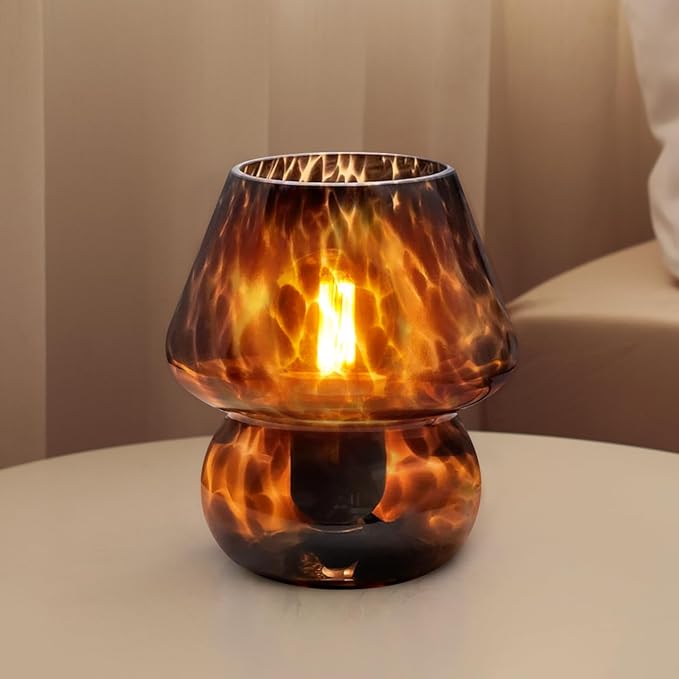 Dawnwake Mushroom Lamp Small Lamp Table Lamp for Bedroom, Desk Bedside Lamps for Living Room,Mushroom Decor Cute Mini Modern Mid Century Lamps for Night Stands,Aesthetic Home Living Room Decor(Black)