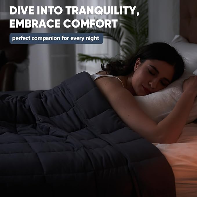 yescool Weighted Blanket for Adults (20 lbs, 60” x 80”, Grey) Cooling Heavy Blanket for Sleeping Perfect for 190-210 lbs, Queen Size Breathable Blanket with Premium Glass Bead, Machine Washable