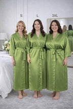 Silk Robes for Women Ankle Length Satin Kimono Robes with Belt Bridemaids Sleepwear Bachelorette Nightgown