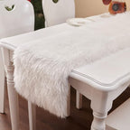 Table Runner, Modern Small White Fur Table Runner for Party Birthday Christmas Friendsgiving Wedding Dinning Table, Decorative Rug Luxury Faux Fur Runner for Table (11.8x70.8 inch)