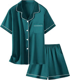 Girls & Womens Satin Pajamas Set, Silk Button-Down Sleepwear 2 Piece Nightwear, 3 Years - Women XXL